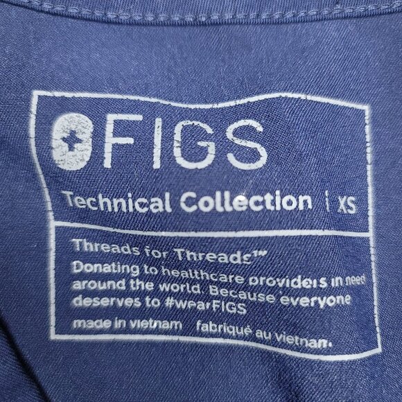 Figs Technical Collection Navy Blue V-Neck Scrub Tops Lot Of 2 XS - Picture 4 of 5